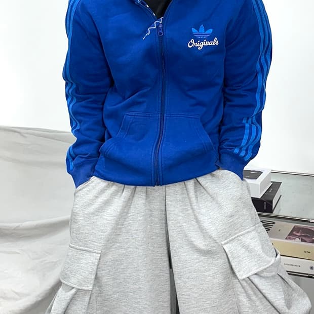 아디다스 오리지널 블루 후드집업 L