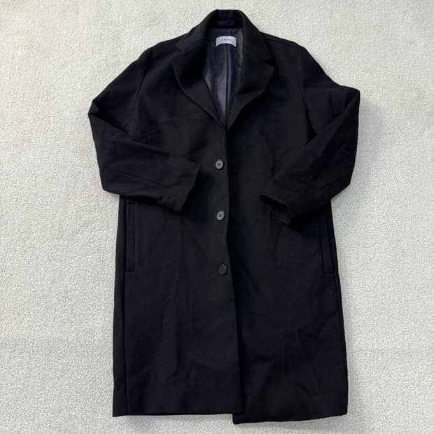 [실측확인] 인사일런스 블랙 울 캐시미어 싱글코트 0105T1