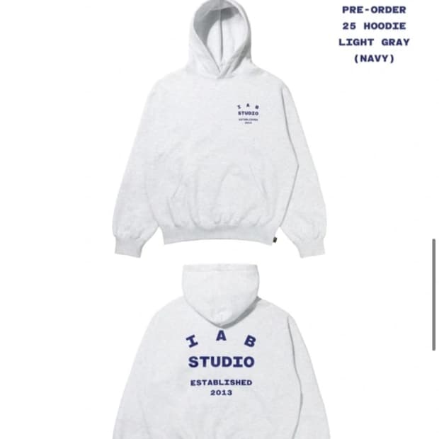  IAB 스튜디오 25 후드티 라이트 그레이 네이비 xl. 미개봉 새상품