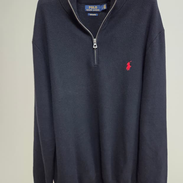 (정품) 폴로 랄프로렌 남성 반집업 피마코튼 니트 블랙 L