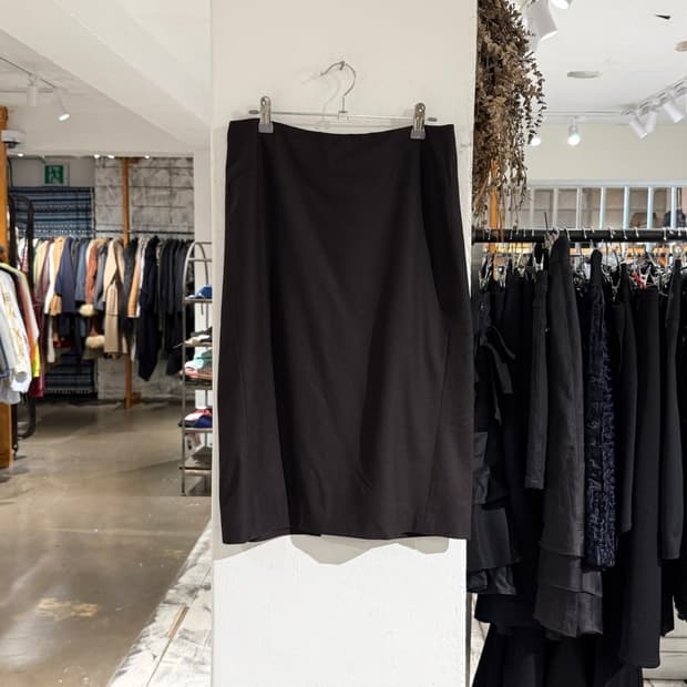 질샌더 딥 브라운 버진 울 백 슬릭 미디 스커트