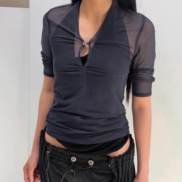 nape mesh top navy