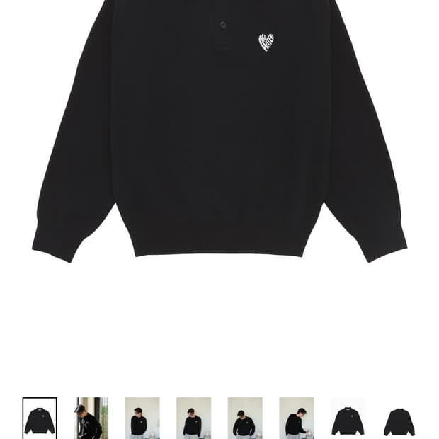 thematee 더마티 하트 와펜 롱슬리브 카라티 블랙