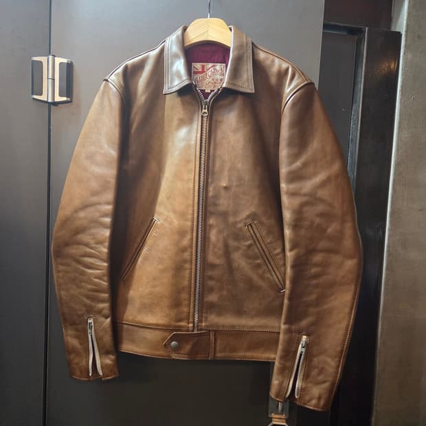 어딕트클로즈 ad-01 싱글 레더 자켓 호스하이드 브라운 (40)