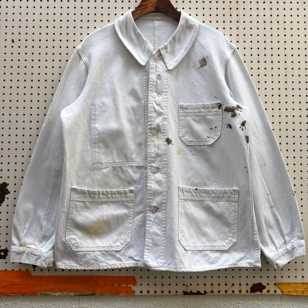 1950s WHITE ROUNDED COLLAR 빈티지 프렌치워크자켓