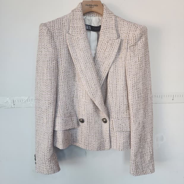 자라 트위드 더블 버튼 재킷
