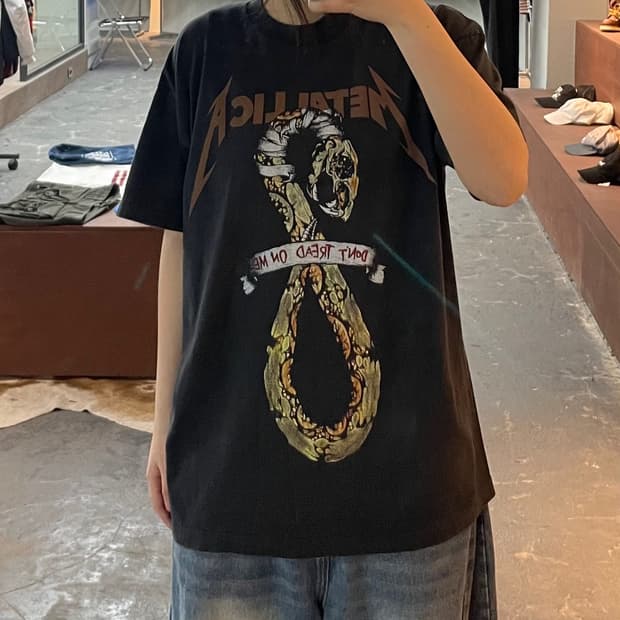 빈티지 메탈리카 푸시헤드 아트웍 반팔 H2441