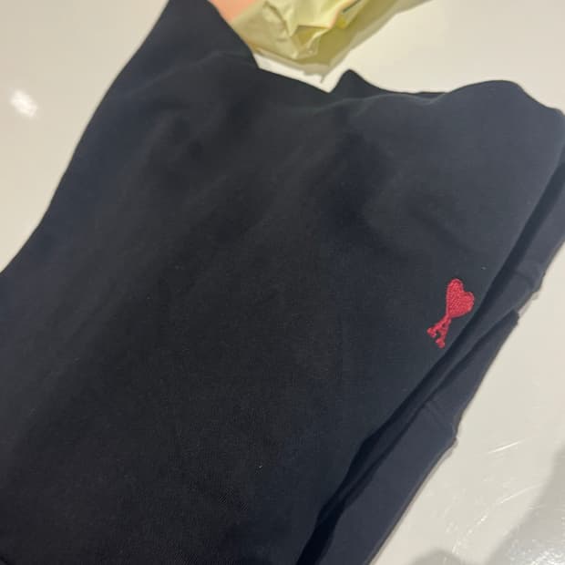 아미 스몰로고 후드티 블랙 L