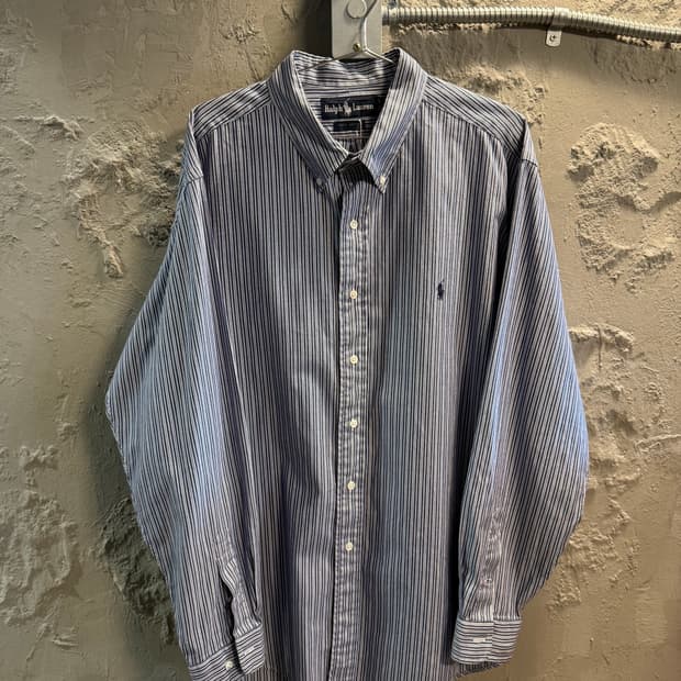 폴로 랄프로렌 핀스트라이프 버튼다운 셔츠 네이비 L