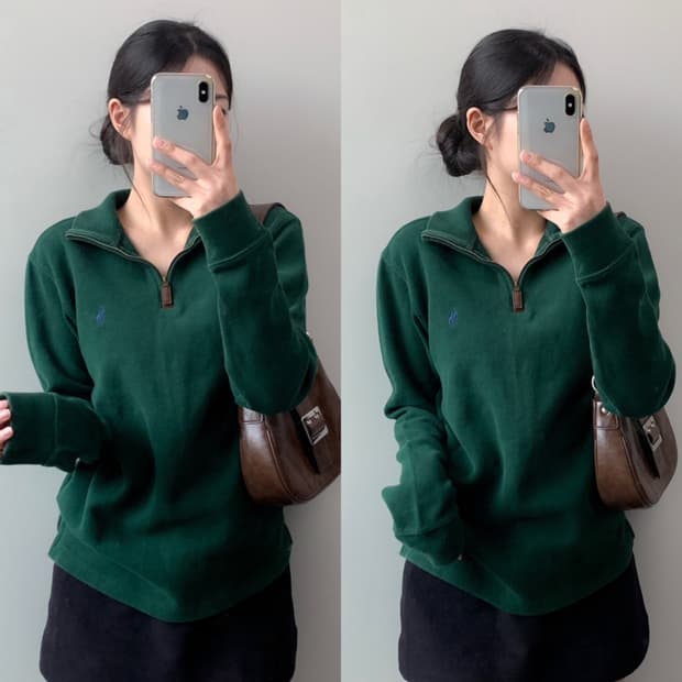 폴로 반집업 니트 