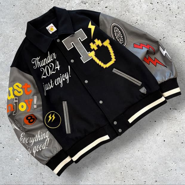 에이티즈 트레져 2024 블랙 바시티 자켓 D509