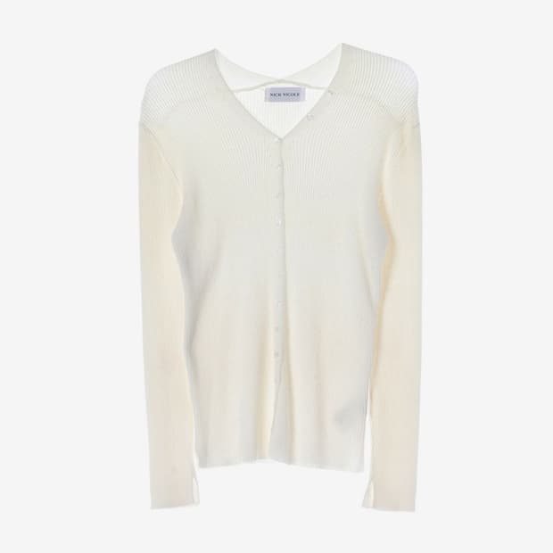 닉앤니콜 슬림핏 버튼 브이넥 골지 가디건