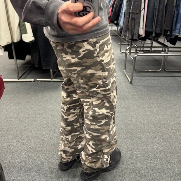 M)Jungle Storm 빈티지 카모 패턴 카고팬츠