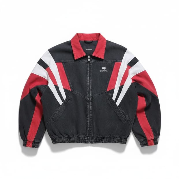 [새상품급,정품] 발렌시아가 데님 배색 레이싱 트랙 자켓 L
