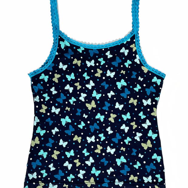 vintage 나비 프린트 슬리브리스