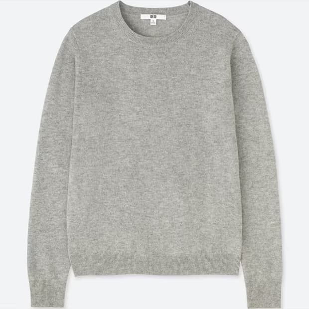 유니클로(UNIQLO) 캐시미어 크루넥 스웨터 라이트 그레이