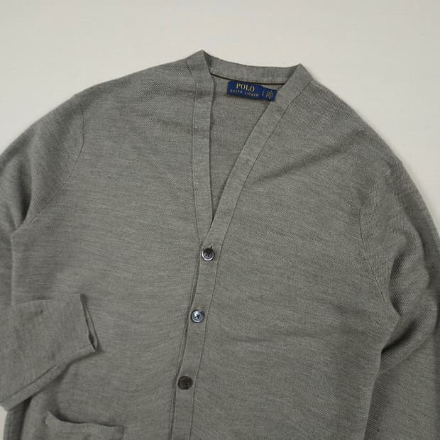 L(100)폴로 랄프로렌 코튼 가디건 그레이