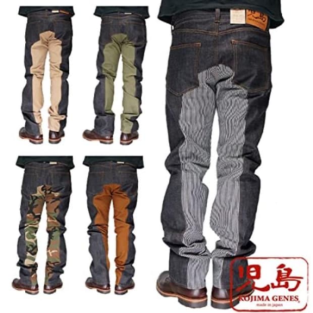 코지마 진즈 몽키콤보 카키 블록 데님