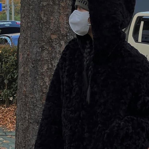 트리밍버드 후디 퍼 크롭 블랙