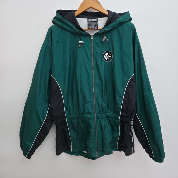 [XL] 80's 아디다스 올드스쿨 그린 바람막이