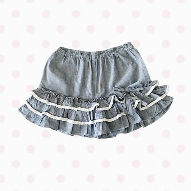 빈티지 프릴 레이스 캉캉 리본 큐롯 스커트 히메갸루 히메카지