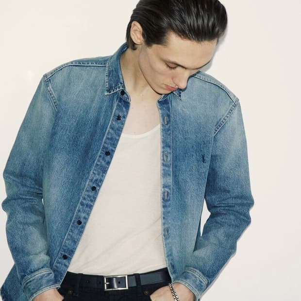 생로랑 / 로고 데님 셔츠 / XL