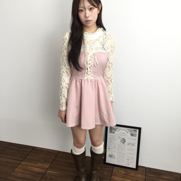 🎀 LIZ LISA Vintage Pink Corset Dress