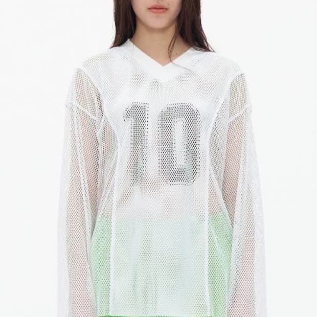 더오픈프로덕트 YY 메쉬 브이넥 탑