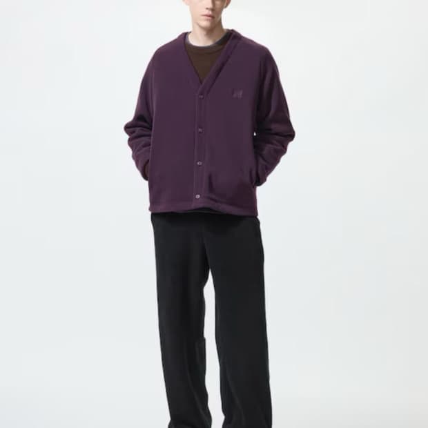 [XL, 3XL] 유니클로 니들스 오버사이즈 플리스 가디건 퍼플