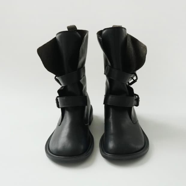 [aftermonday] Two_Buckle Midi Boots