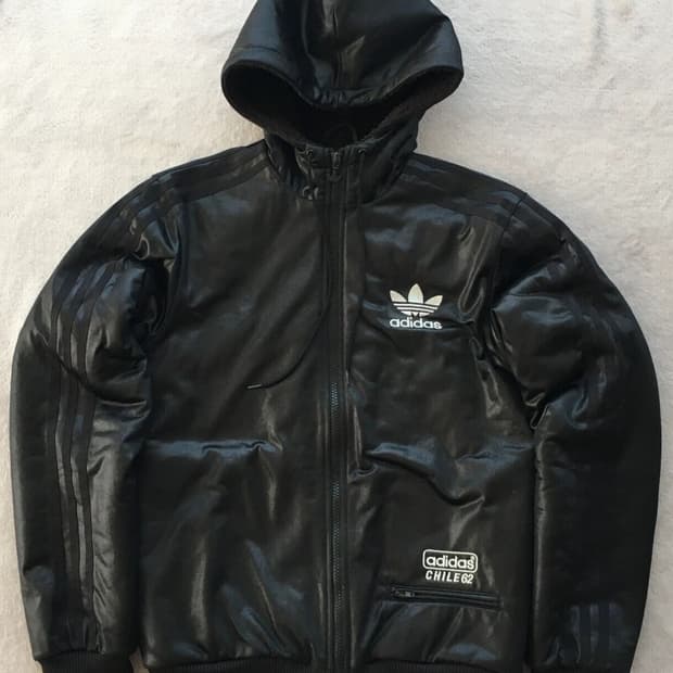 레어 아디다스 칠레 62 쉐르파 후드 트랙 자켓 블랙 XS
