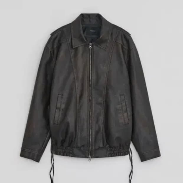 다이애그널 워시드 레더 자켓