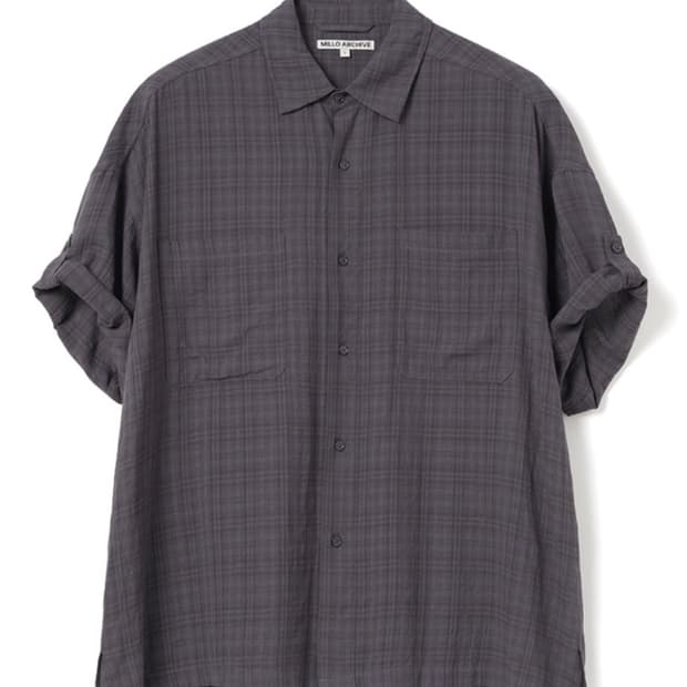 밀로 아카이브 링클 체크 롤업 하프 셔츠 빈티지 퍼플 XL