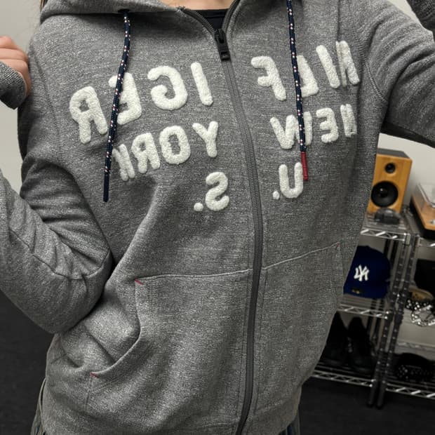 타미힐피거 아플리케 로고 그레이 후드집업