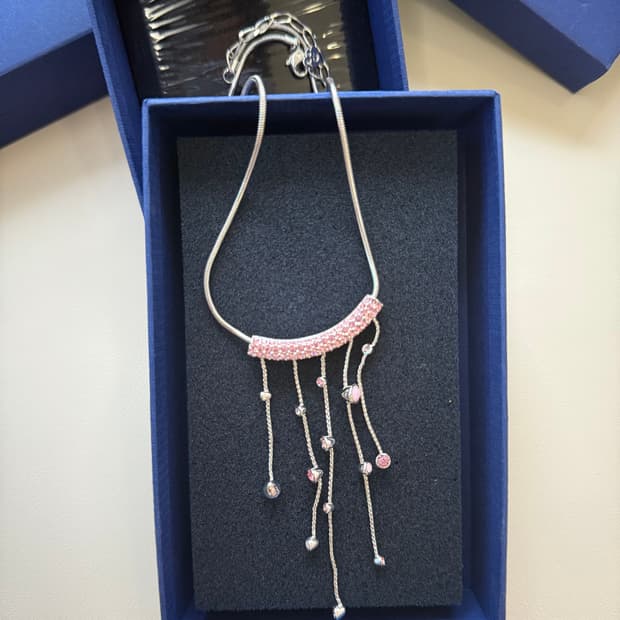 스와로브스키 핑크 드롭 네크리스 실버 목걸이 은 금 골드 다이아 크리스탈