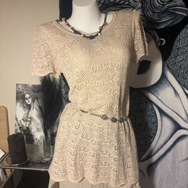 Lace Tunic Vintage Short-Sleeved