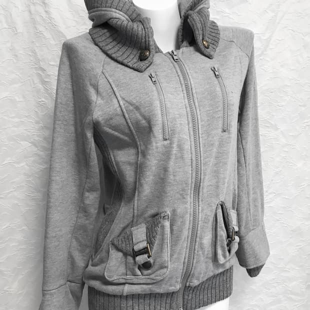 빈티지 chuxxx 펑크 y2k 하이넥 골지 투웨이 후드 집업