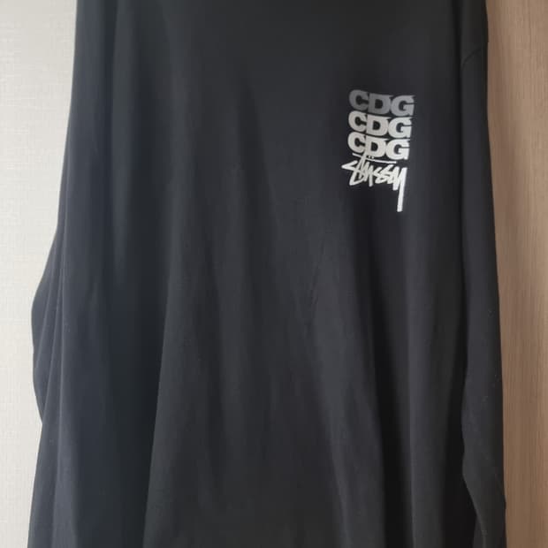 L 스투시 x CDG 닷 롱슬리브 티셔츠 블랙