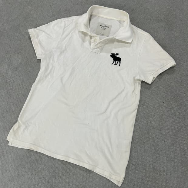 아베크롬비 화이트 반팔 폴로티 L