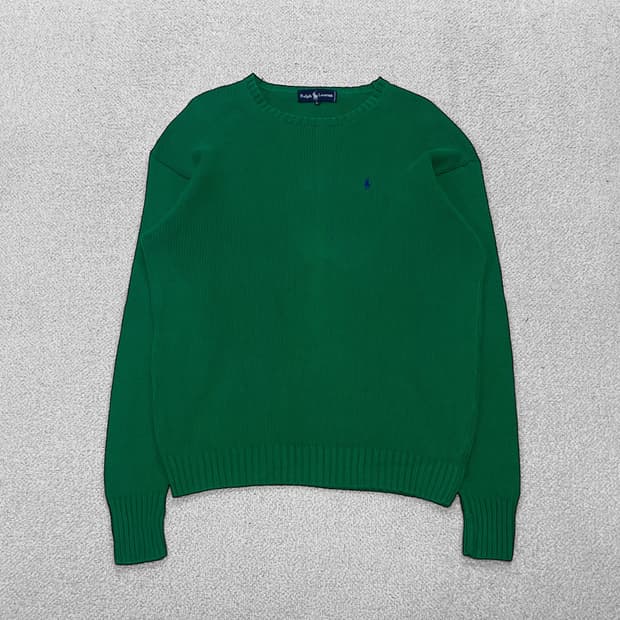 폴로 랄프로렌 포니 로고 코튼 라운드 니트 그린