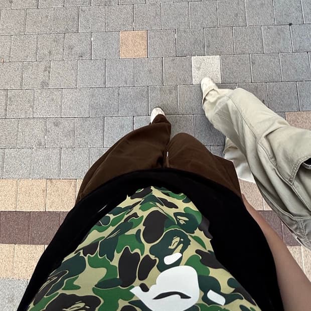 베이프 베이비 마일로 카모 그린 블랙 반팔 L