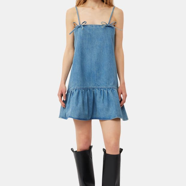 GANI 틴트 데님 미니 드레스 틴트 워시