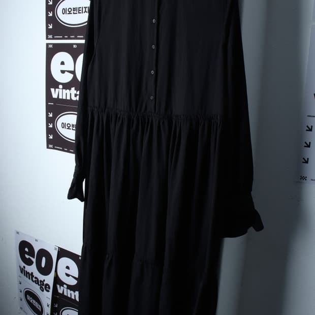W(L) 에이치앤엠 드레스 원피스 셔츠 블랙 롱 나일론-H35490