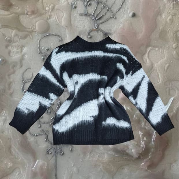 y2k 빈티지 앙고라 니트 스웨터 지브라 얼룩 고스 락시크 힙