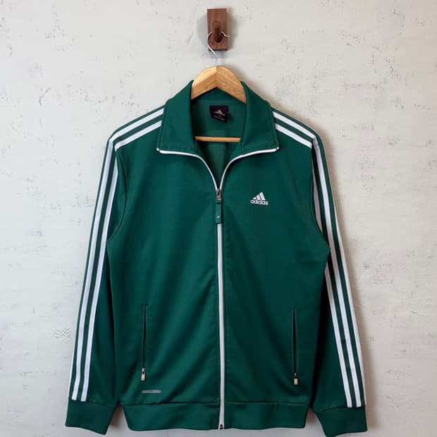 아디다스 빈티지 삼선 트랙탑 져지 그린