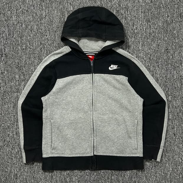 나이키 그레이 배색 기모 후드집업 M  