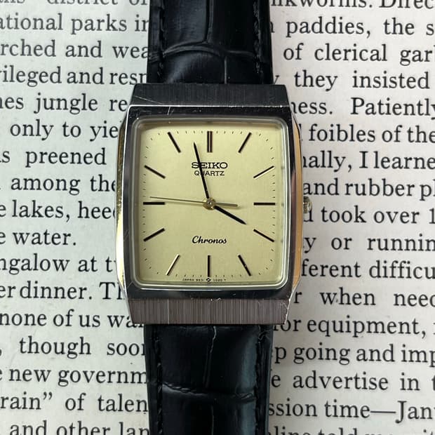 SEIKO CRONOS 탱크 투톤 쿼츠 