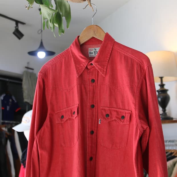 (착용컷) 90's 리바이스 화이트탭 웨스턴 셔츠 (남성용 103)