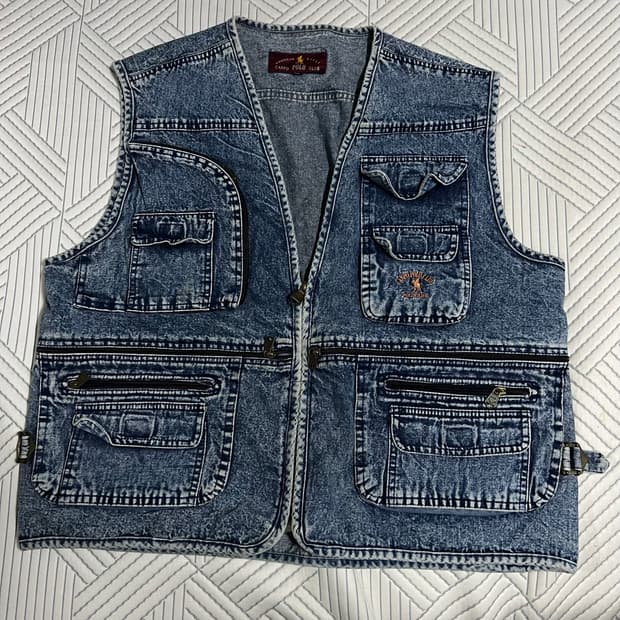 CANPO POLO CLUB 빈티지 데님베스트 XXL 조끼 아메카지 구제