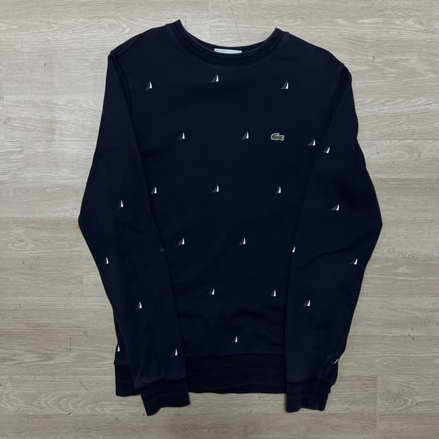 라코스테 요트 패턴 자수로고 프린팅 맨투맨 [네이비] 3사이즈